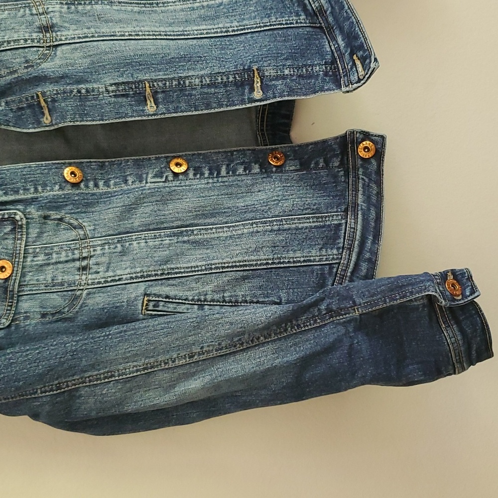 PARASUCO Ergonomic Jeans Denim Jacket Distressed Stretchy Slim Fit Small NWOT - Picture 4 of 9